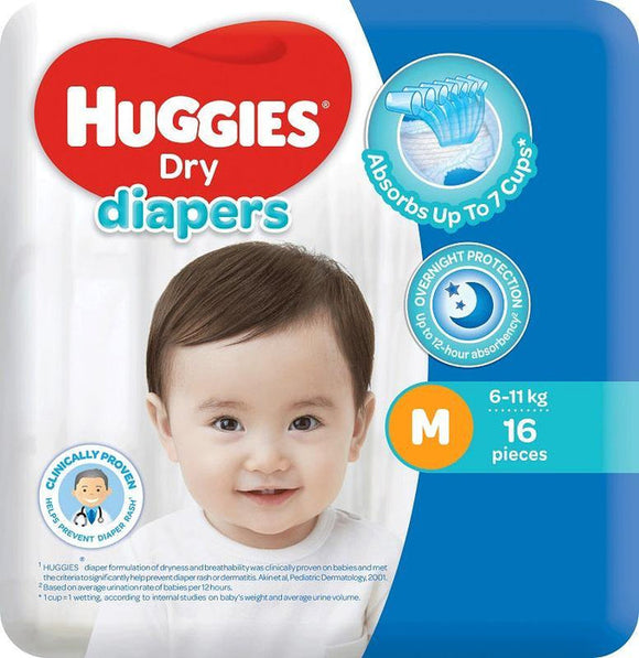 HUGGIES DIAPER DRY (B) MEDIUM 16S