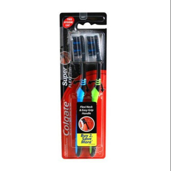 COLGATE TOOTHBRUSH SUPER FLEXI BLACK TWINPACK