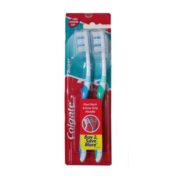 COLGATE TOOTHBRUSH SUPER FLEXI 2 PK+(CAP)